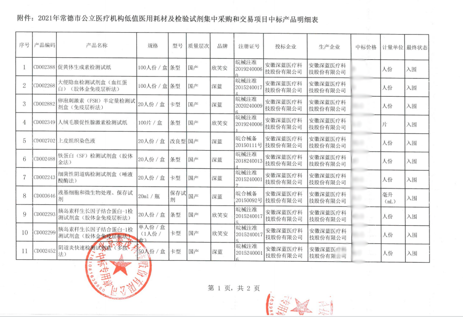 2021年常德市中标通知书-安徽尊龙凯时医疗